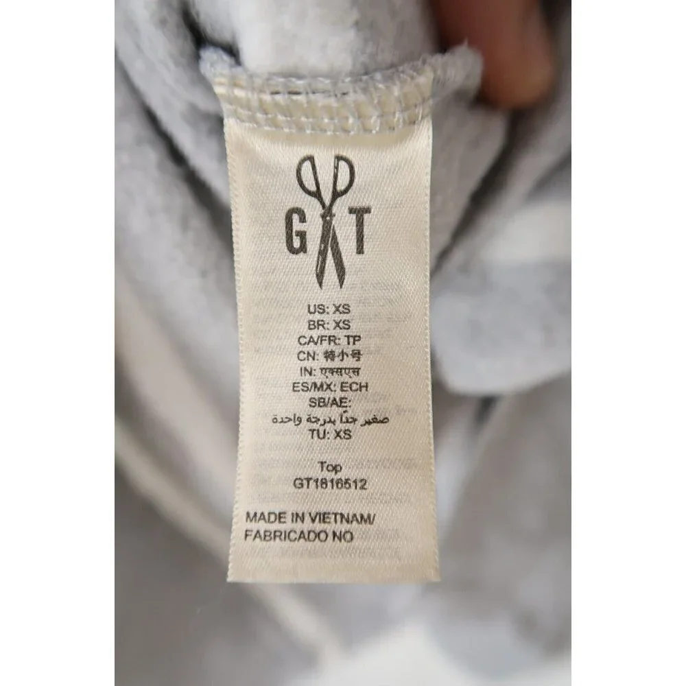 Goodthreads Sweater Heather Gray Open Stripe Long Sleeve Crew Neck Women's XS